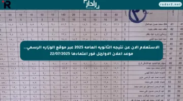 الاستعلام الآن عن نتيجة الثانوية العامة 2025 عبر موقع الوزارة الرسمي.. موعد إعلان الأوائل فور اعتمادها 22/07/2025